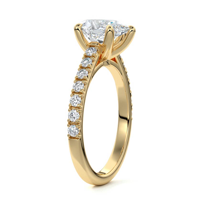Calista - Pear Yellow Gold Engagement Ring Side View | Nura Lab
