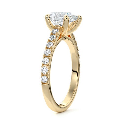 Calista - Pear Yellow Gold Engagement Ring Side View | Nura Lab