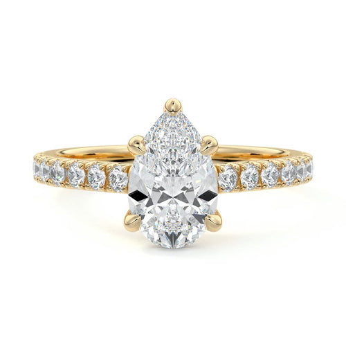 Calista - Pear Yellow Gold Engagement Ring Detail View | Nura Lab