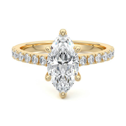 Calista - Marquise Yellow Gold Lab Grown Diamond Engagement Ring | Nura Lab