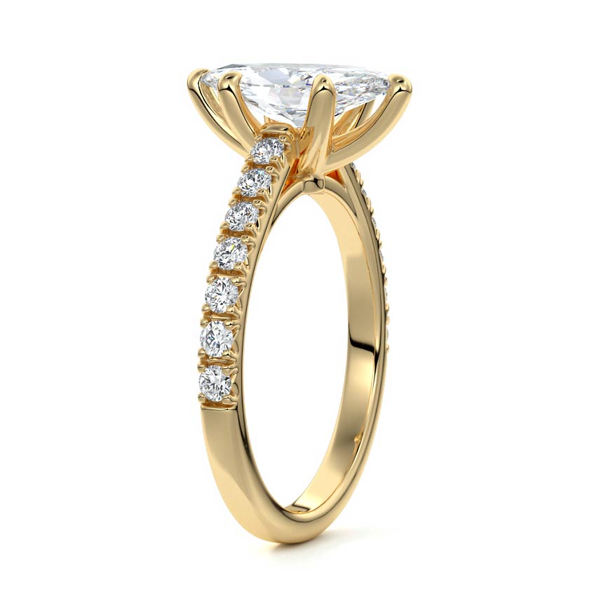 Calista - Marquise Yellow Gold Engagement Ring Side View | Nura Lab
