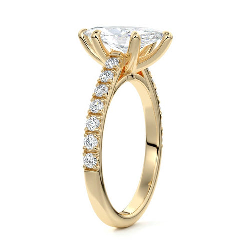 Calista - Marquise Yellow Gold Engagement Ring Side View | Nura Lab