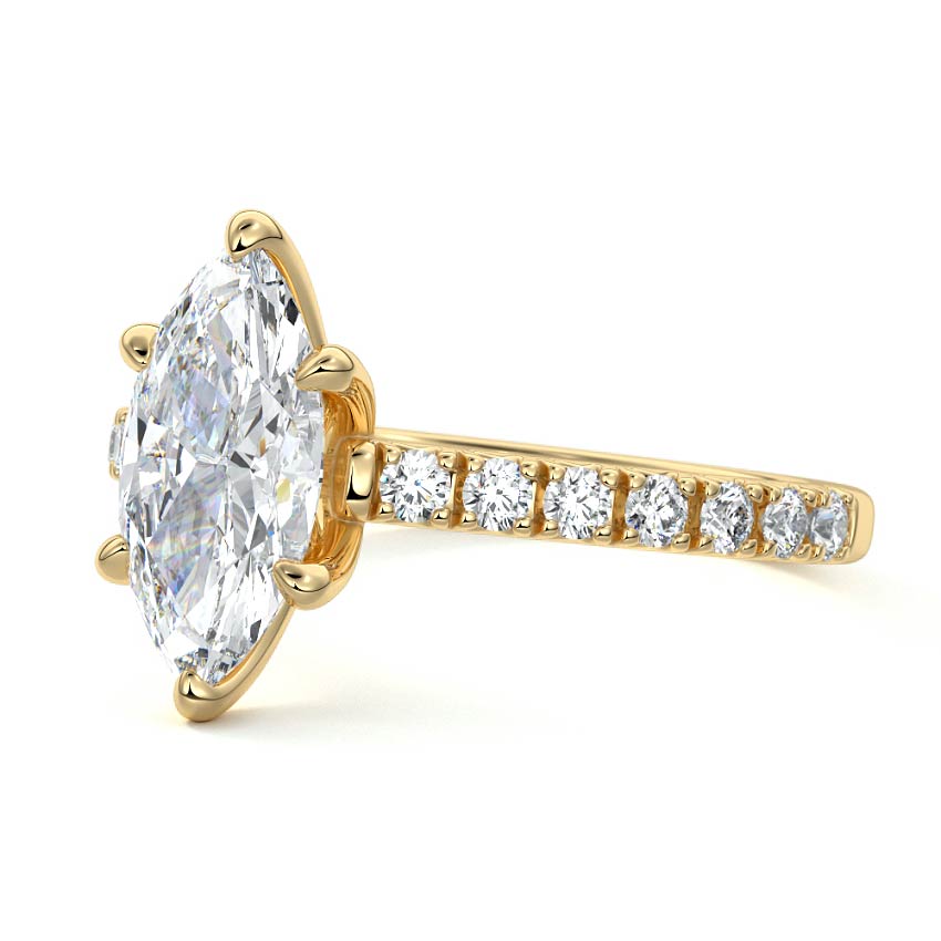 Calista - Marquise Yellow Gold Engagement Ring Profile View | Nura Lab