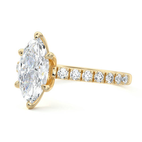 Calista - Marquise Yellow Gold Engagement Ring Profile View | Nura Lab