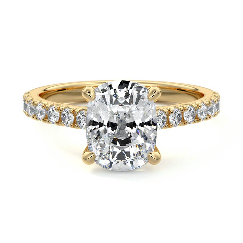 Calista - Cushion Yellow Gold Lab Grown Diamond Engagement Ring | Nura Lab
