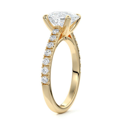 Calista - Cushion Yellow Gold Engagement Ring Side View | Nura Lab