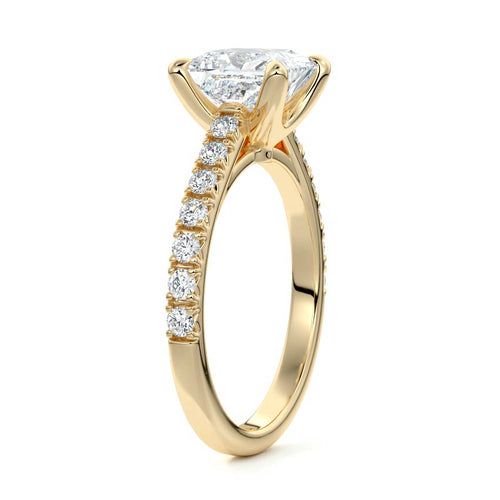 Calista - Princess Yellow Gold Engagement Ring Side View | Nura Lab