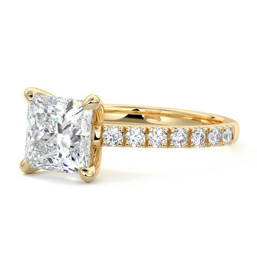 Calista - Princess Yellow Gold Engagement Ring Profile View | Nura Lab
