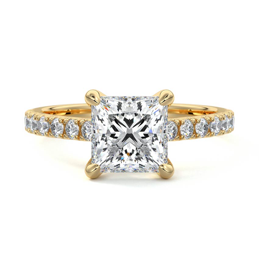 Calista - Princess Yellow Gold Engagement Ring Detail View | Nura Lab