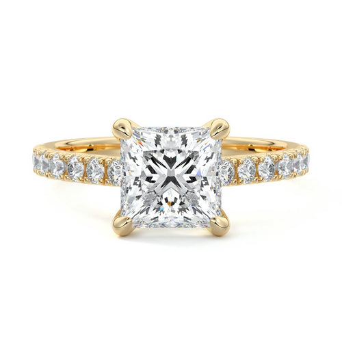 Calista - Princess Yellow Gold Engagement Ring Detail View | Nura Lab
