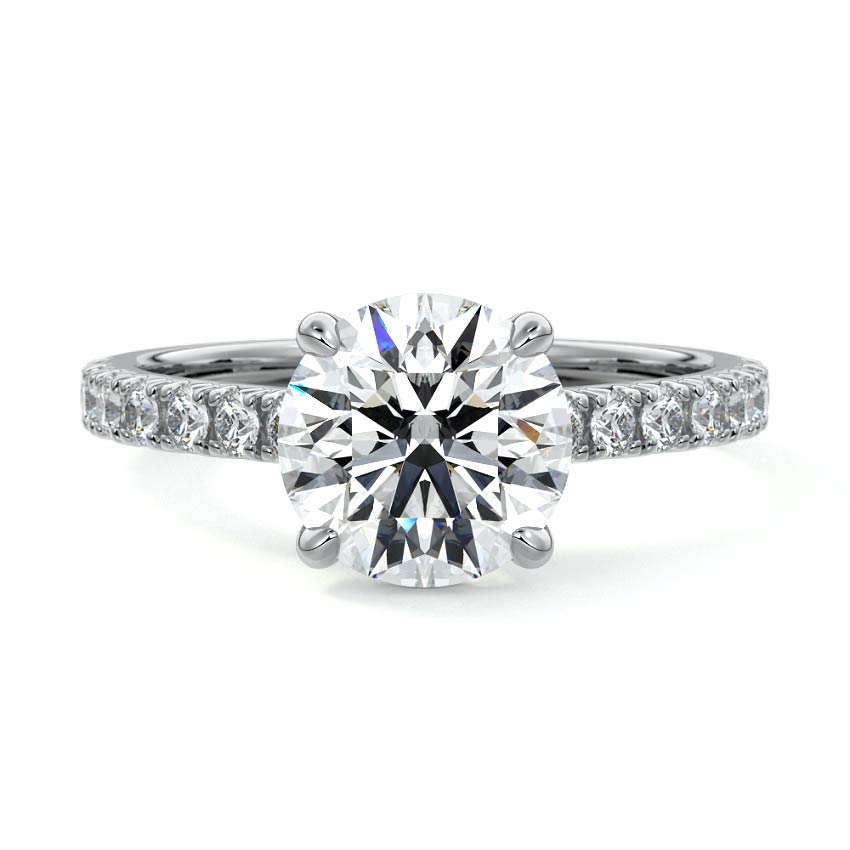 Calista round pavé lab grown diamond engagement ring in white gold