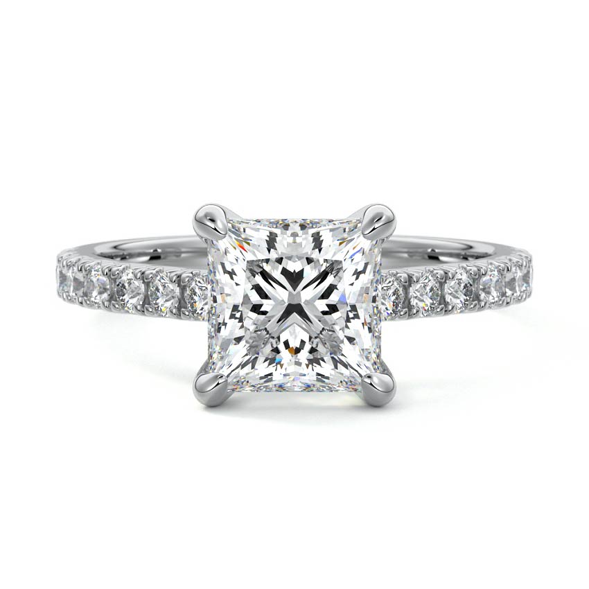 Calista - Princess White Gold Lab Grown Diamond Engagement Ring | Nura Lab