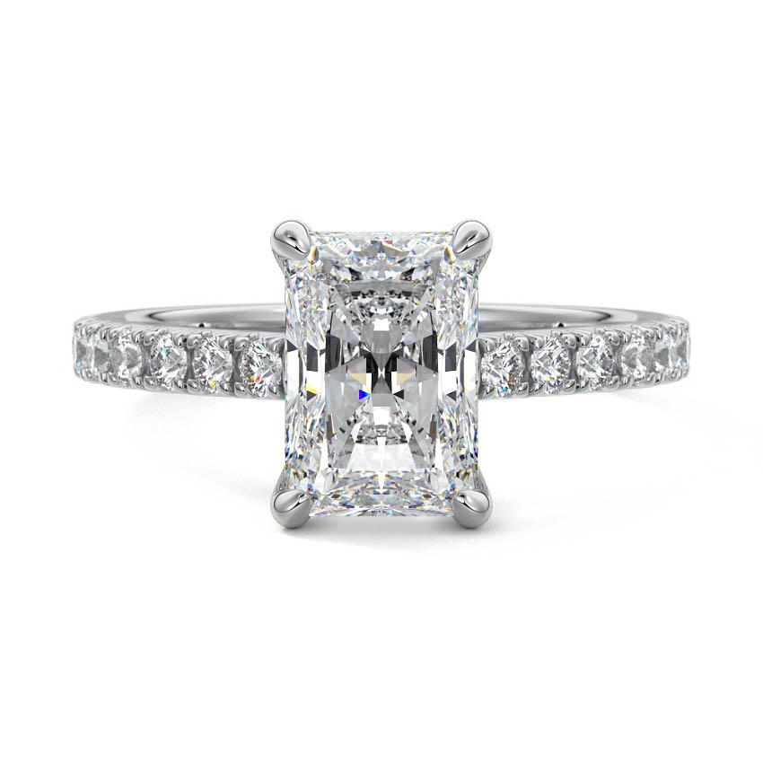 Calista radiant pavé lab grown diamond engagement ring in platinum