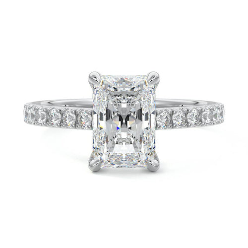 Calista radiant pavé lab grown diamond engagement ring in platinum
