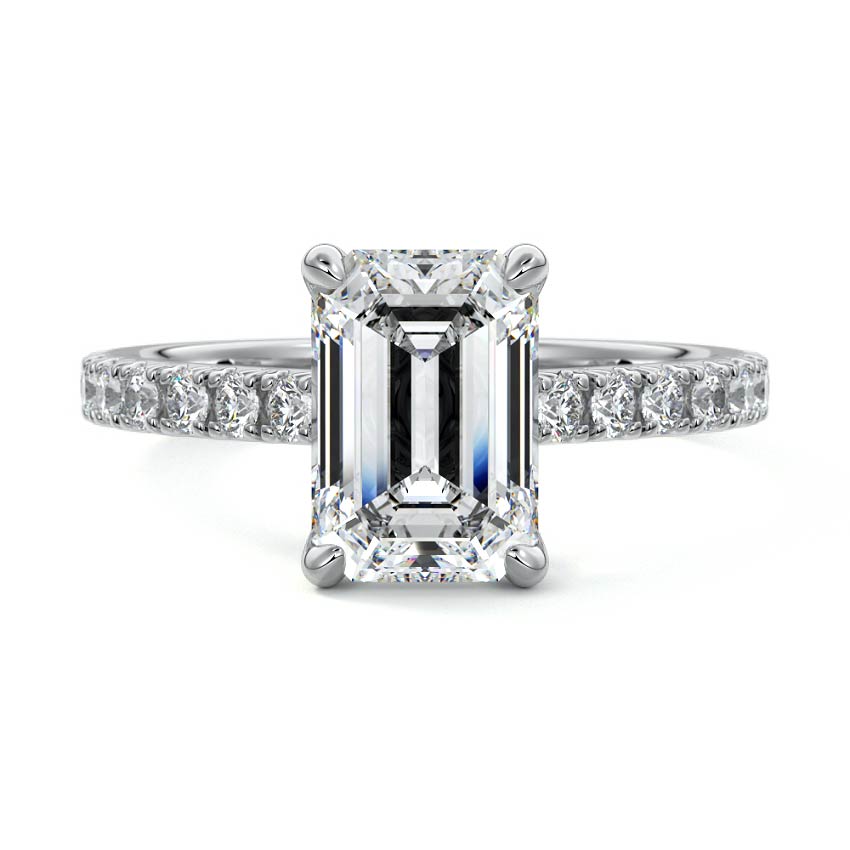 Calista - Emerald Cut Platinum Lab Grown Diamond Engagement Ring | Nura Lab