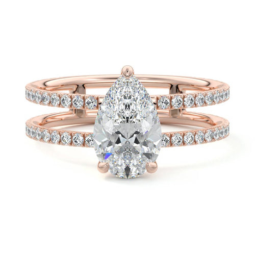 Camila - Pear Rose Gold Lab Grown Diamond Engagement Ring | Nura Lab