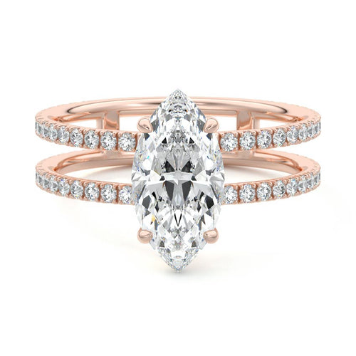 Camila - Marquise Rose Gold Lab Grown Diamond Engagement Ring | Nura Lab