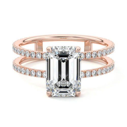 Camila - Emerald Cut Rose Gold Lab Grown Diamond Engagement Ring | Nura Lab
