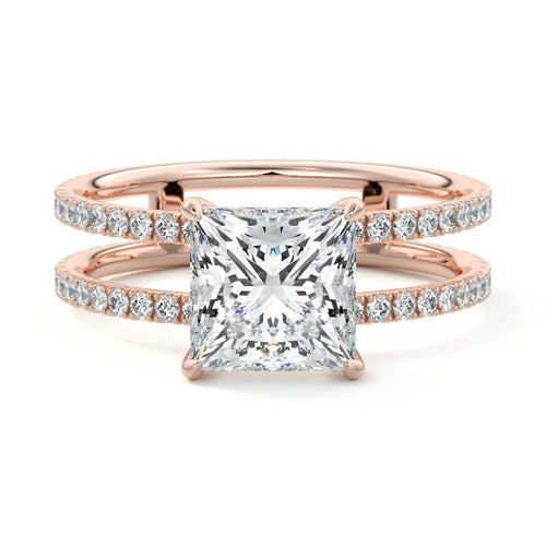 Camila - Princess Rose Gold Lab Grown Diamond Engagement Ring | Nura Lab