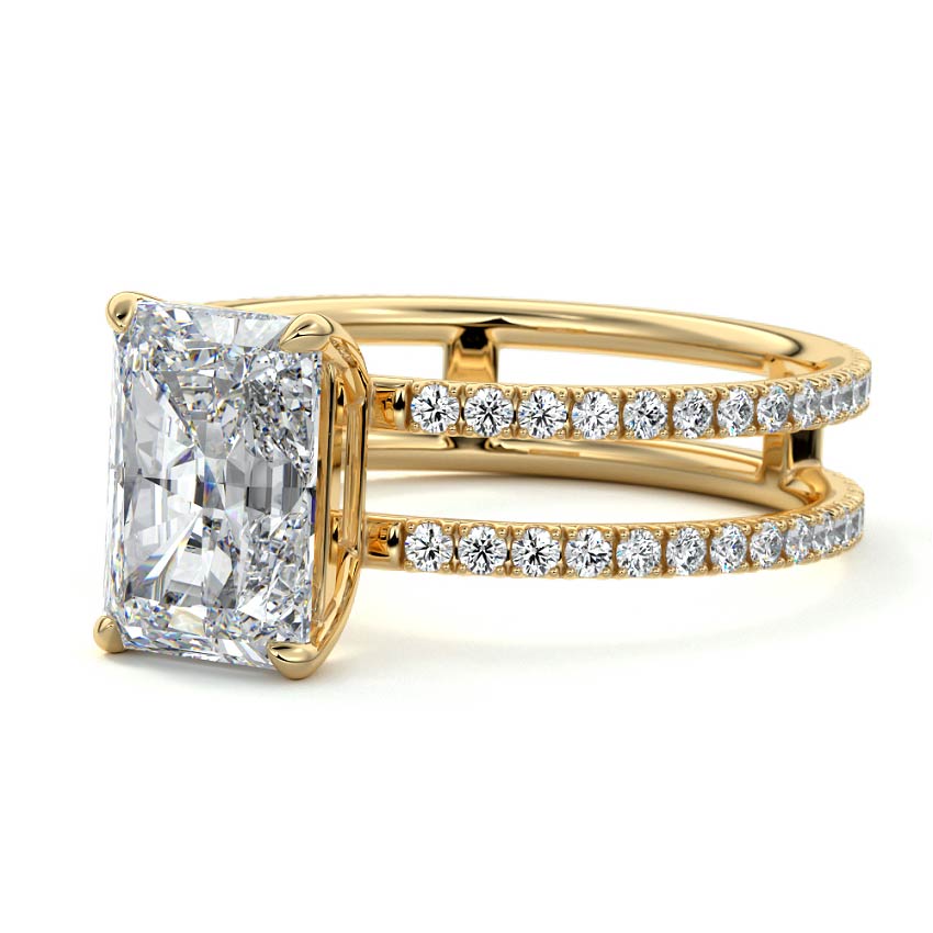 Camila - Radiant Yellow Gold Engagement Ring Profile View | Nura Lab