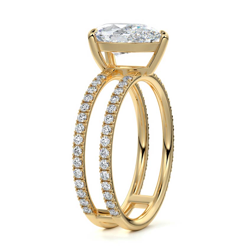 Camila - Pear Yellow Gold Engagement Ring Side View | Nura Lab