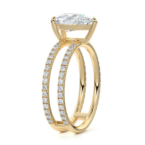 Camila - Pear Yellow Gold Engagement Ring Side View | Nura Lab