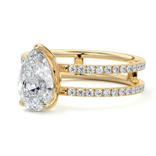 Camila - Pear Yellow Gold Engagement Ring Profile View | Nura Lab