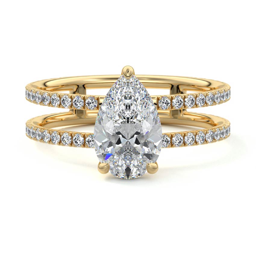 Camila - Pear Yellow Gold Engagement Ring Detail View | Nura Lab