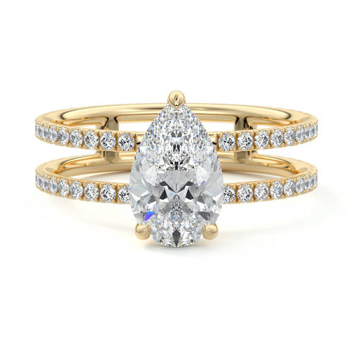 Camila - Pear Yellow Gold Engagement Ring Detail View | Nura Lab