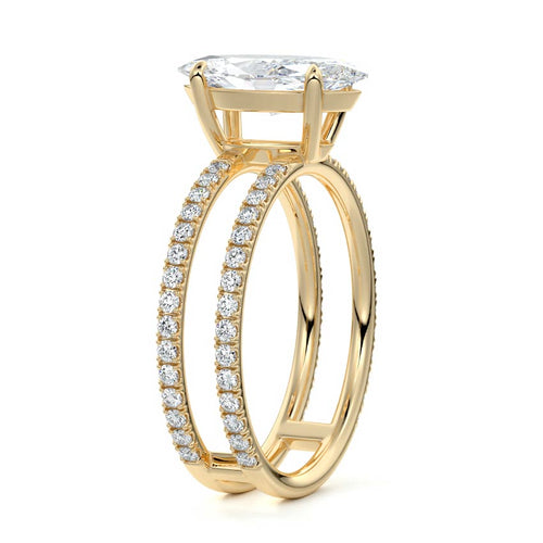 Camila - Marquise Yellow Gold Engagement Ring Side View | Nura Lab