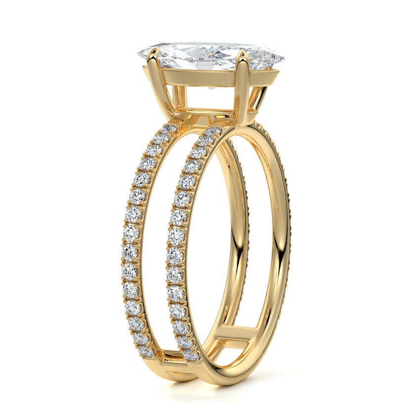 Camila marquise double band pavé lab grown diamond engagement ring in yellow gold