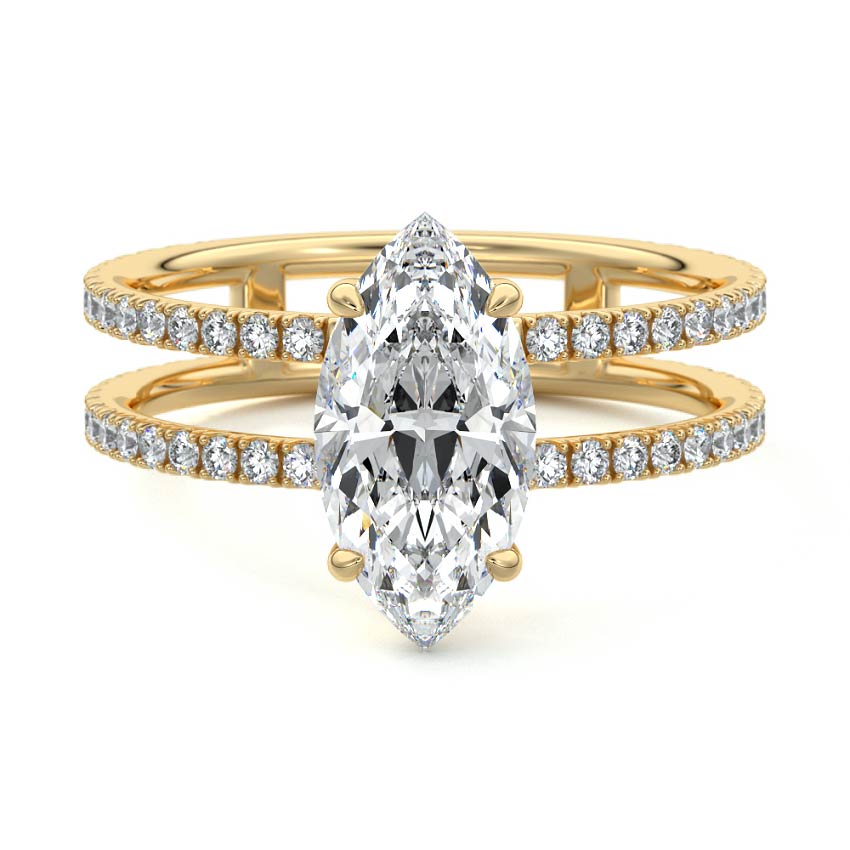 Camila - Marquise Yellow Gold Engagement Ring Detail View | Nura Lab