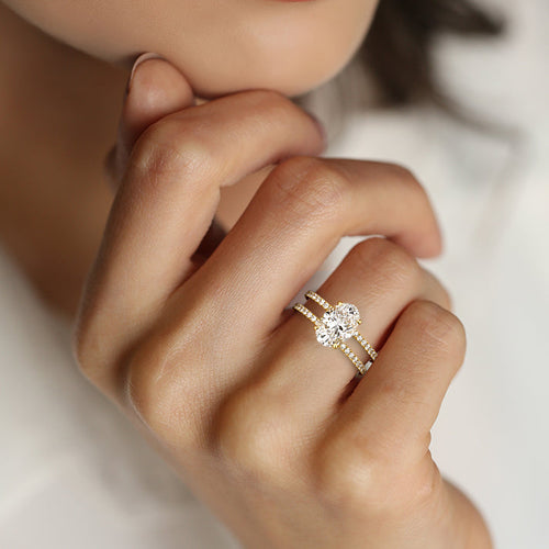 Camila - Oval Yellow Gold Engagement Ring Angle View | Nura Lab