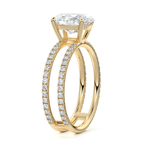 Camila - Oval Yellow Gold Engagement Ring Side View | Nura Lab