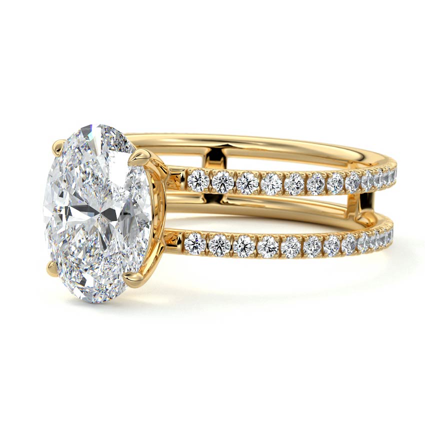 Camila - Oval Yellow Gold Engagement Ring Profile View | Nura Lab