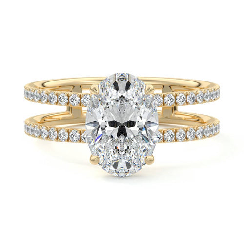 Camila - Oval Yellow Gold Engagement Ring Detail View | Nura Lab