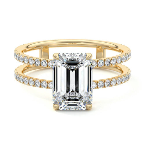Camila - Emerald Cut Yellow Gold Lab Grown Diamond Engagement Ring | Nura Lab