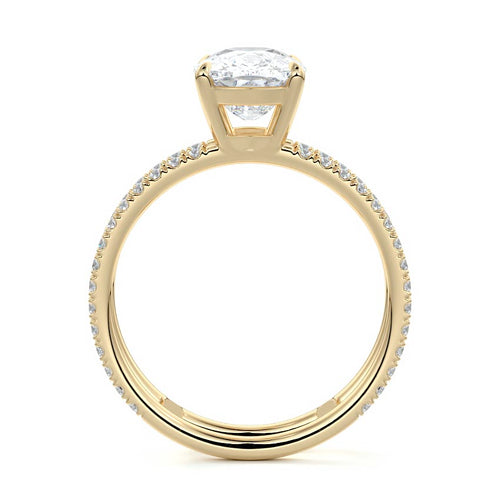 Camila - Cushion Yellow Gold Engagement Ring Side View | Nura Lab