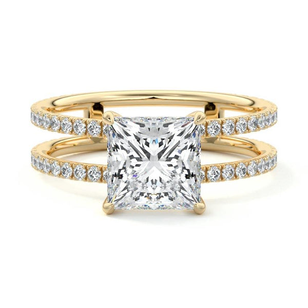 Camila - Princess Double Band Pavé Lab Grown Diamond Engagement Ring