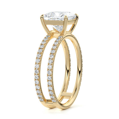 Camila - Princess Yellow Gold Engagement Ring Side View | Nura Lab