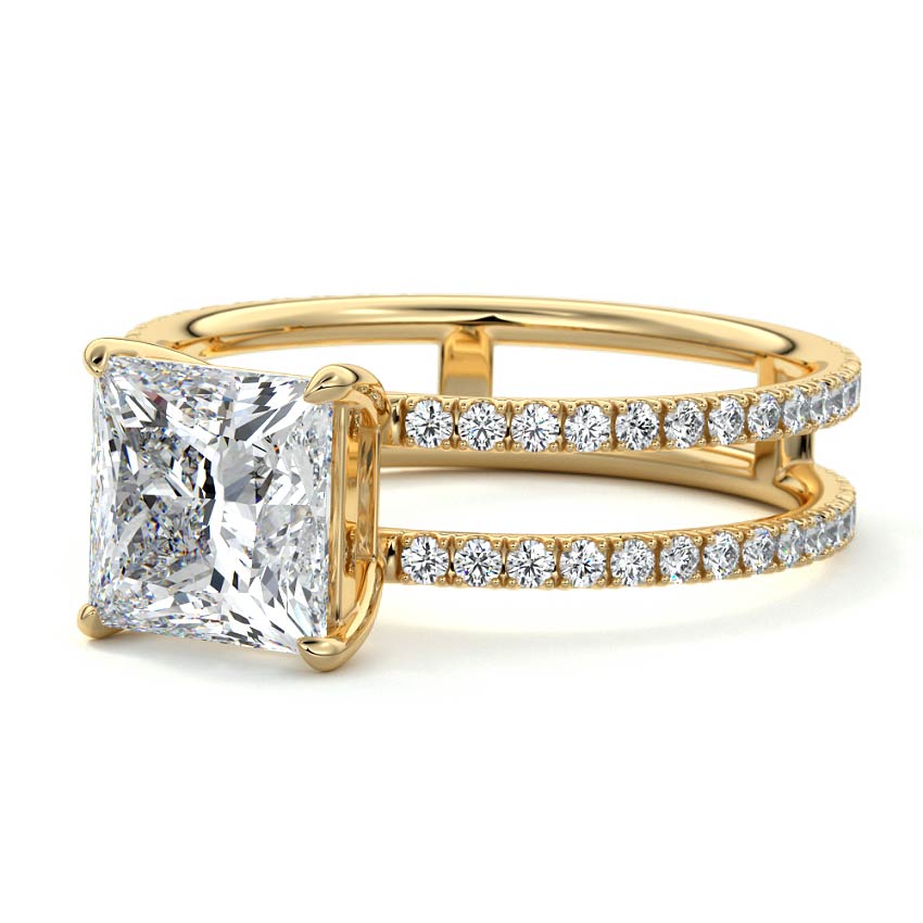Camila - Princess Yellow Gold Engagement Ring Profile View | Nura Lab