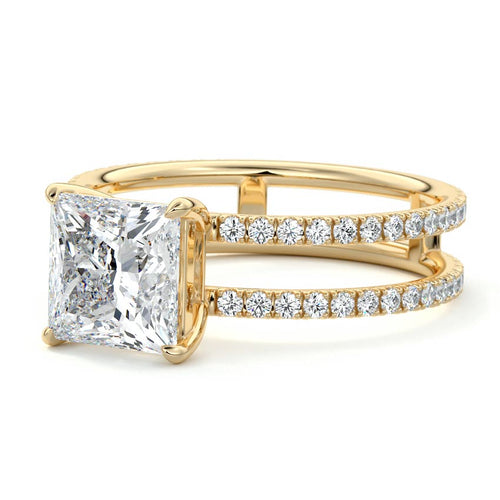 Camila - Princess Yellow Gold Engagement Ring Profile View | Nura Lab