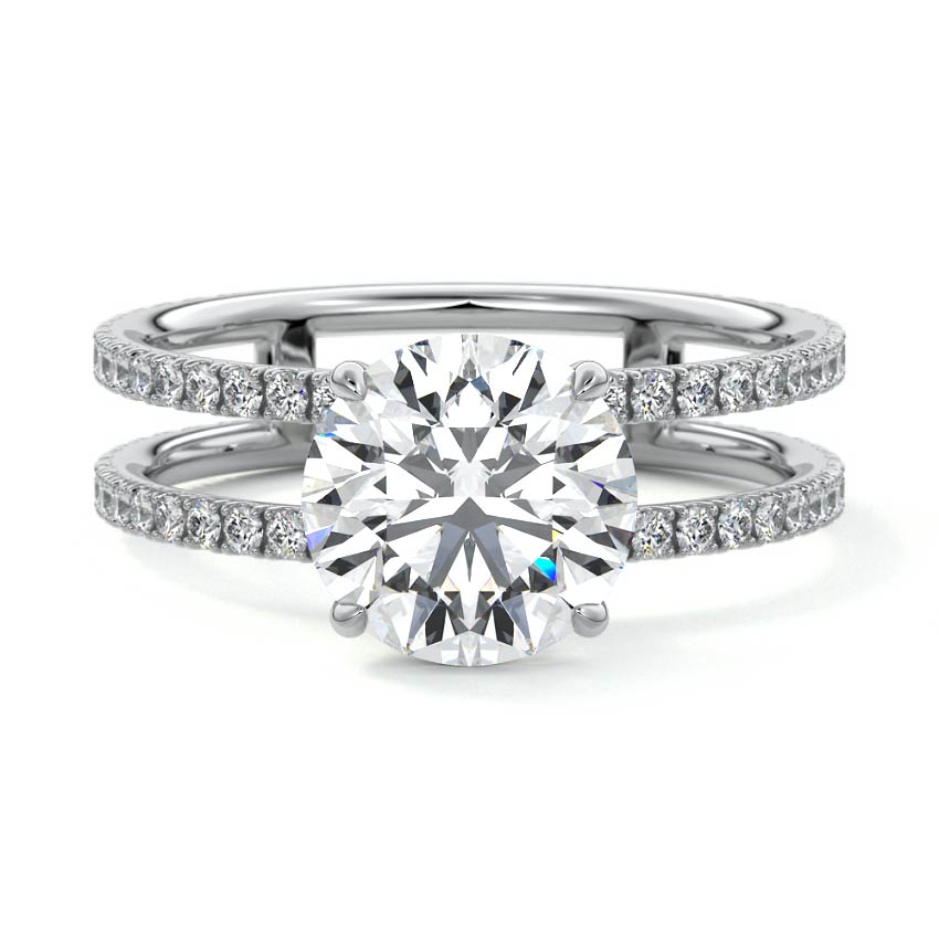 Camila round double band pavé lab grown diamond engagement ring in platinum