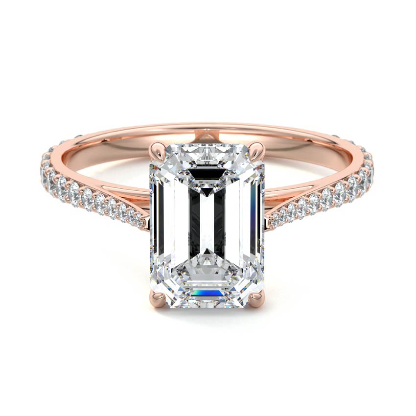 Carina - Emerald Cut Rose Gold Lab Grown Diamond Engagement Ring | Nura Lab