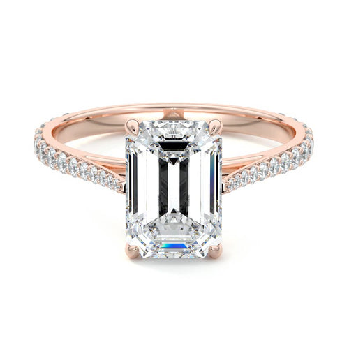 Carina - Emerald Cut Rose Gold Lab Grown Diamond Engagement Ring | Nura Lab