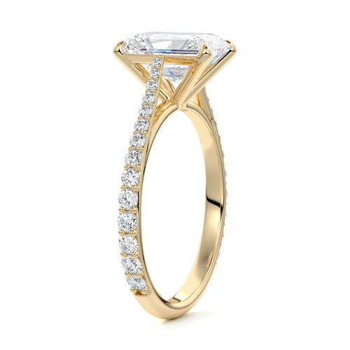 Carina - Radiant Yellow Gold Engagement Ring Side View | Nura Lab