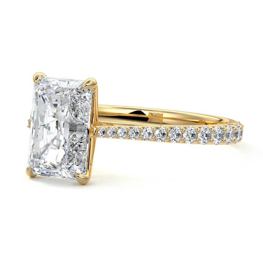 Carina - Radiant Yellow Gold Engagement Ring Profile View | Nura Lab