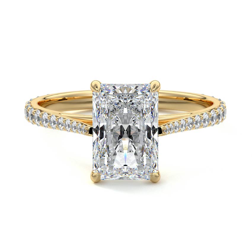 Carina - Radiant Yellow Gold Engagement Ring Detail View | Nura Lab