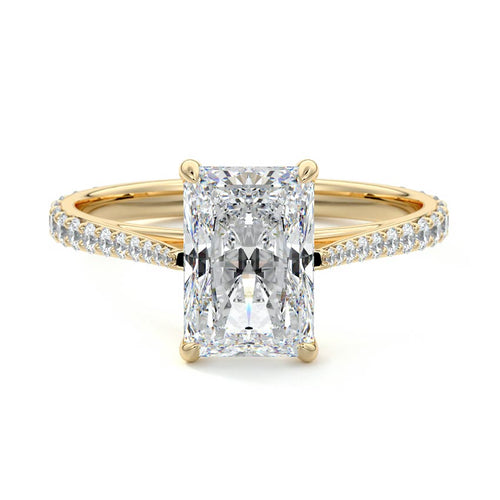 Carina - Radiant Yellow Gold Engagement Ring Detail View | Nura Lab