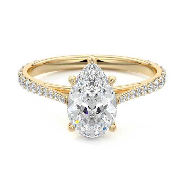 Carina - Pear Cathedral Pavé Lab Grown Diamond Engagement Ring